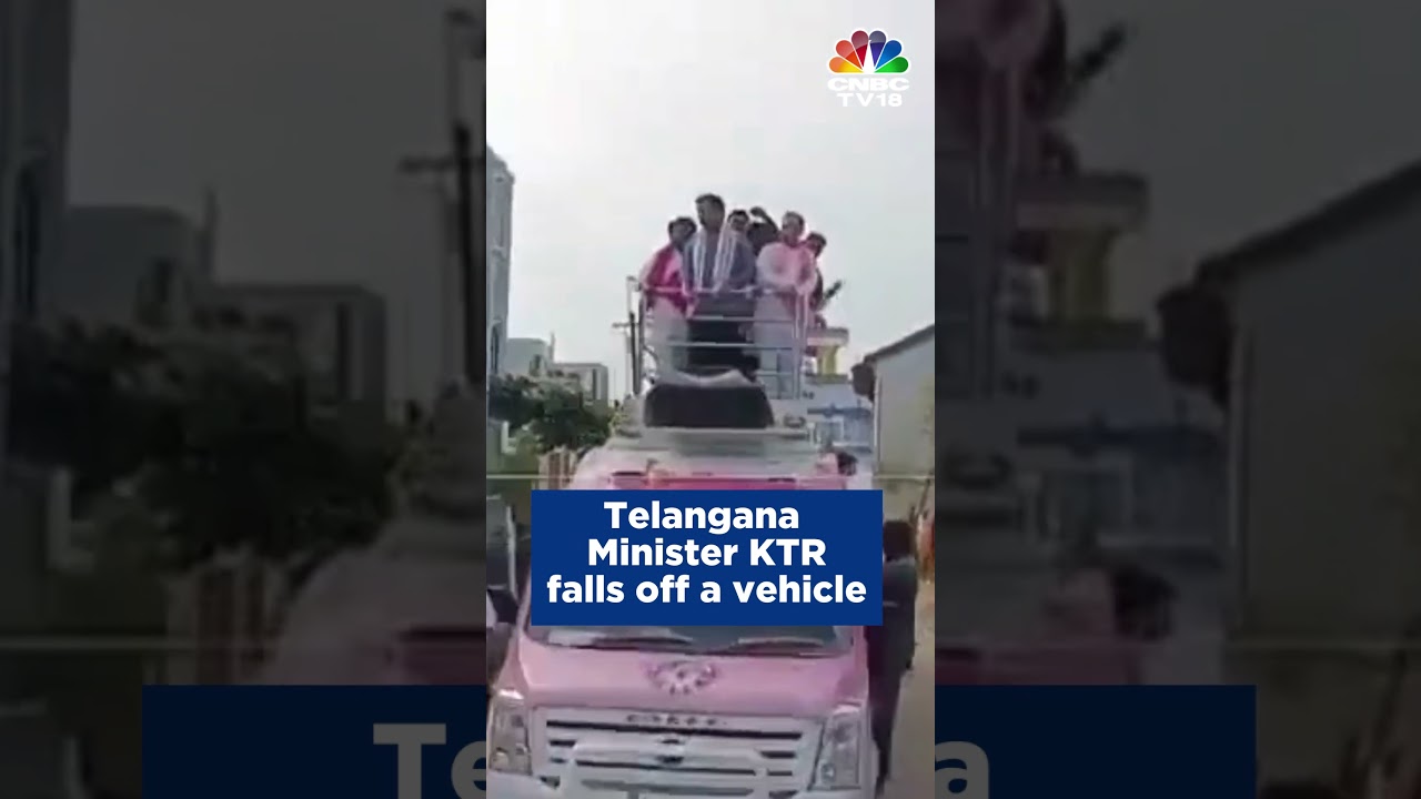 Telangana Minister KT Rama Falls Off A Vehicle During A Rally | 
