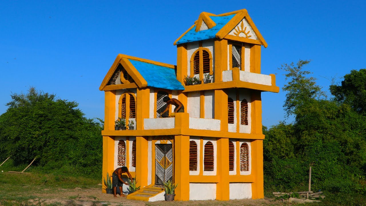 Decoration Survival House in the forest! Building Most Wonderful Three Story Mud House [Part 2]