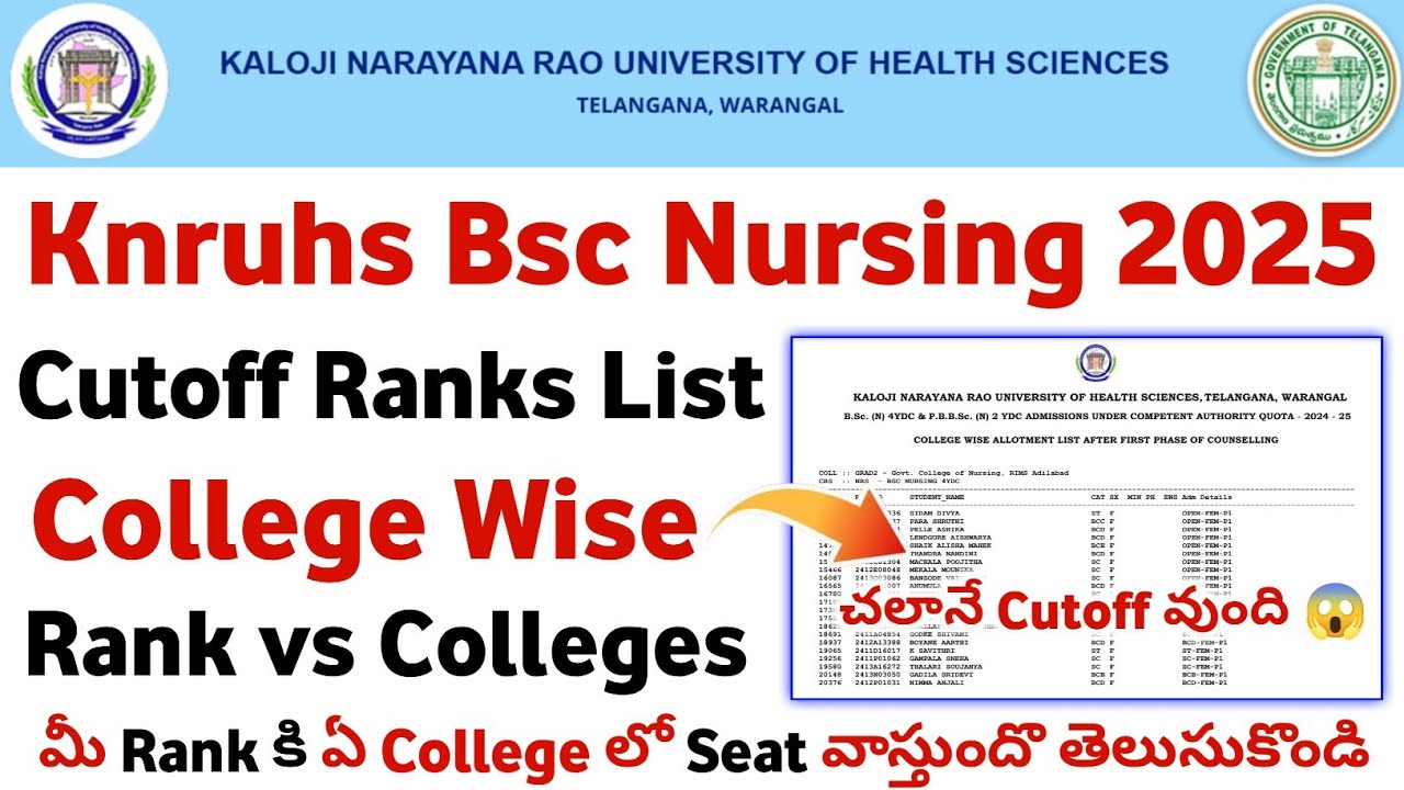 Knruhs Bsc Nursing 2025 Cutoff Ranks College Wise | Bsc Nursing 2025 ...