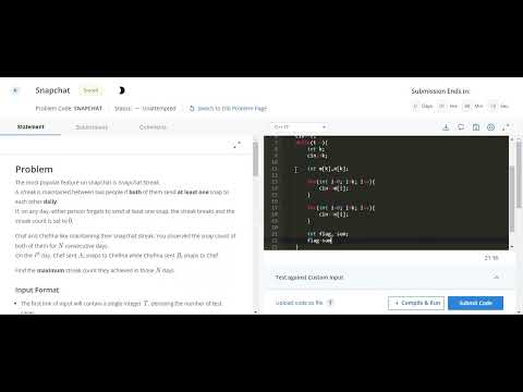Snapchat Codechef solution || Starter 71 codechef contest