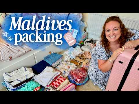PACK WITH ME: MALDIVES! 🧳🌴 2-week beach holiday, long-haul flight essentials & how I pack it all 👙