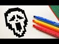 Halloween pixel art  comment dessiner  le masque de scream