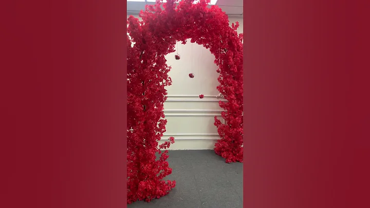 Red Cherry Blossom Arch Flower Stand Wedding Backdrop Decor