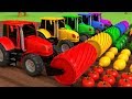 Harvesting Fruits and Vegetables with Tractors Learn Colors for Kids Children | ZORIP