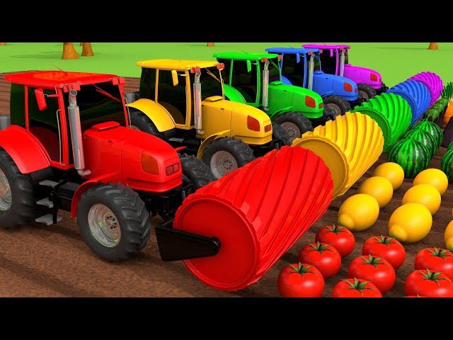 Harvesting Fruits and Vegetables with Tractors Learn Colors for Kids Children | ZORIP class=