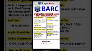 BARC Recruitment 2026 🔥 105 JRF Vacancy | ₹60,000 Salary | Apply Online Now