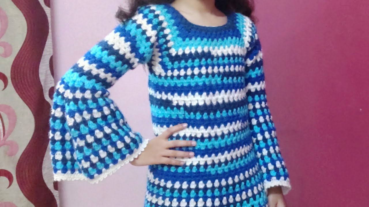 Beautiful Kurti Of Crochet👍Part-1 ,10 se 12 sal tak ki girl ke liye sundar sa top 🎉 Crochet Top