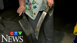 B.C. man arrested after being spotted with massive knives on home security camera screenshot 2