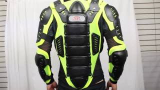 Perrini Green CE Approved Full Body Armor Motorcycle Jacket Night Visibility