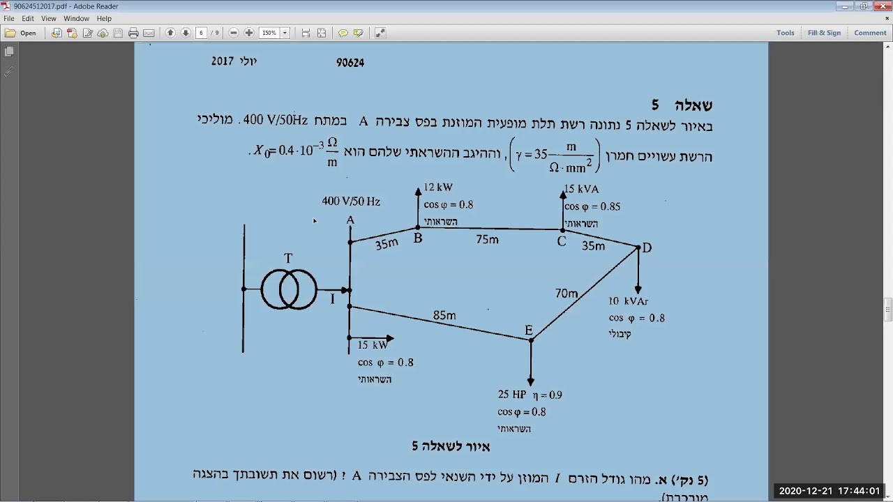 שיעור 21122020רשת טבעתית מתקנים ומערכות הספק