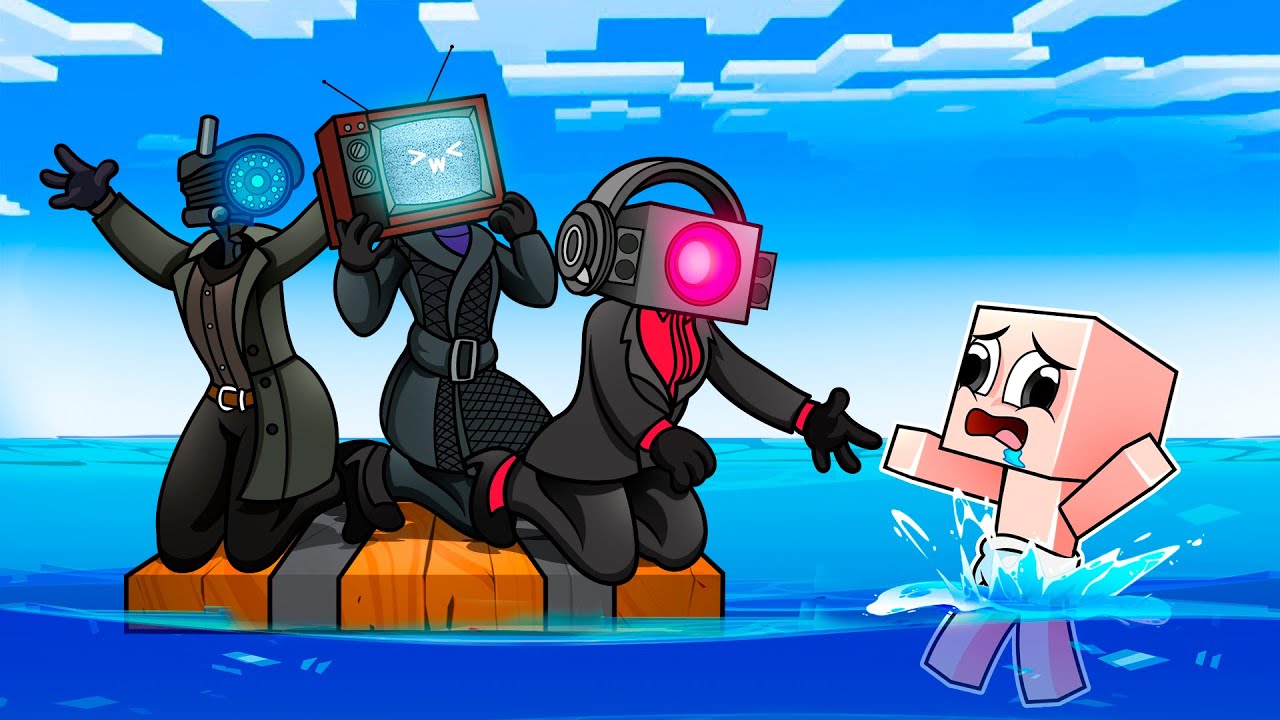 ATRAPADO en UNA BALSA con LAS SKIBIDI WOMAN 😱📺 BEBÉ NOOB pero es UNA BALSA en MINECRAFT