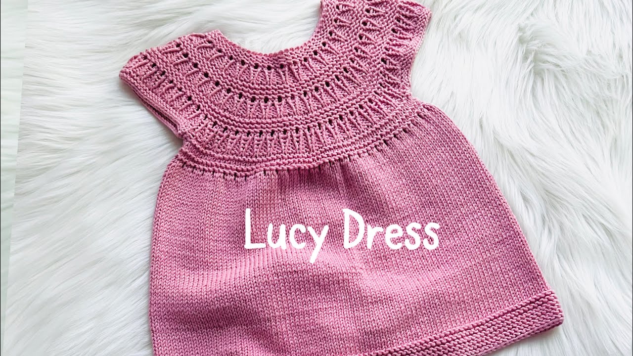 baby knit dress EASY Frock, Dress, Various Sizes, Lucy Knitting Pattern Tutorial Beginner Friendly color-fuchsia