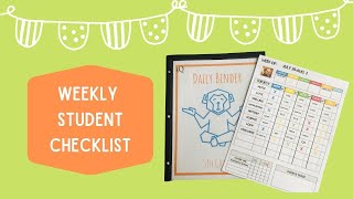 Weekly Student Checklist | Student Planner | Homeschool Planning