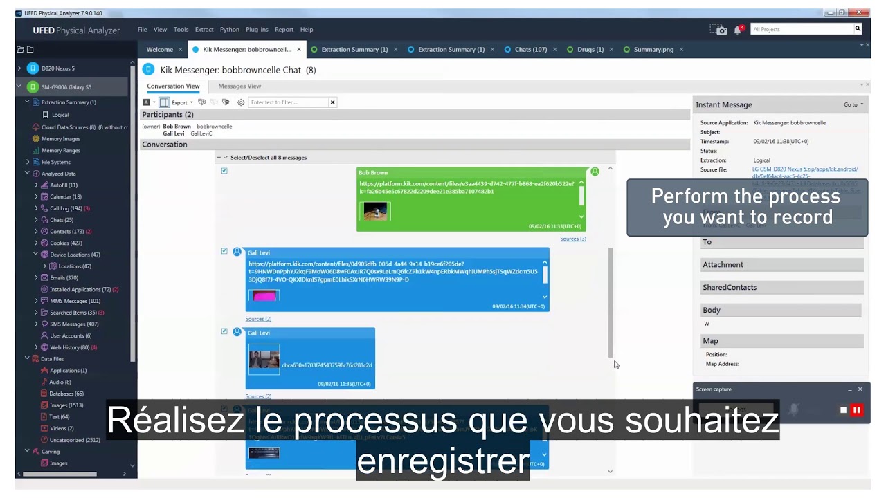 COMMENT faire des captures d'écran - images & vidéos sur Physical Analyzer