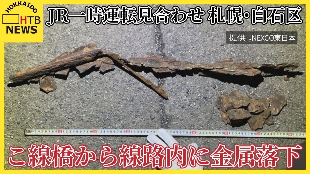 ニアジョイ 武道館 落下物 落下物はNEXCO管理のこ線橋の銅製部品(80x20cm) JR千歳線の線路上に