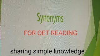 Career Overview #Synonyms# for #OET Reading#