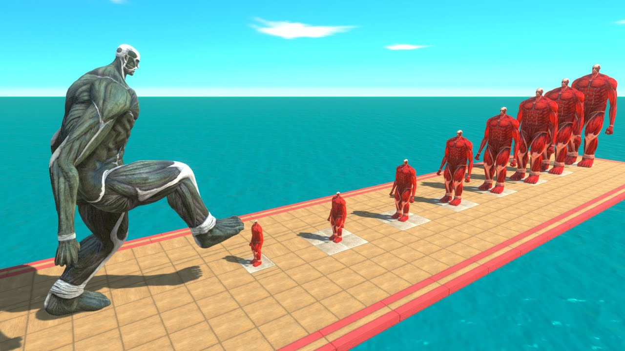 The Rock Colossal Titan VS 8 Levels of Colossal Titan - Animal Revolt Battle Simulator