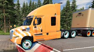 BeamNG.drive | Big Trucks Heavy Trailers vs Upside Down Speed Bumps screenshot 4