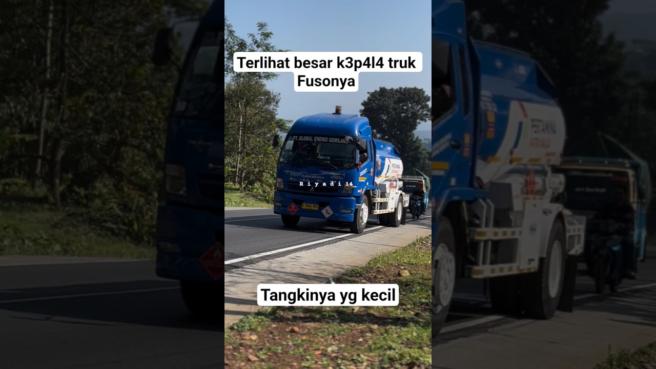 tangkinya kecill dibawa truk fuso fighter biru