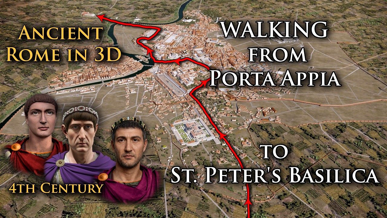 Ancient Rome in 3D - Virtual walking from Porta Appia to St. Peter's basilica