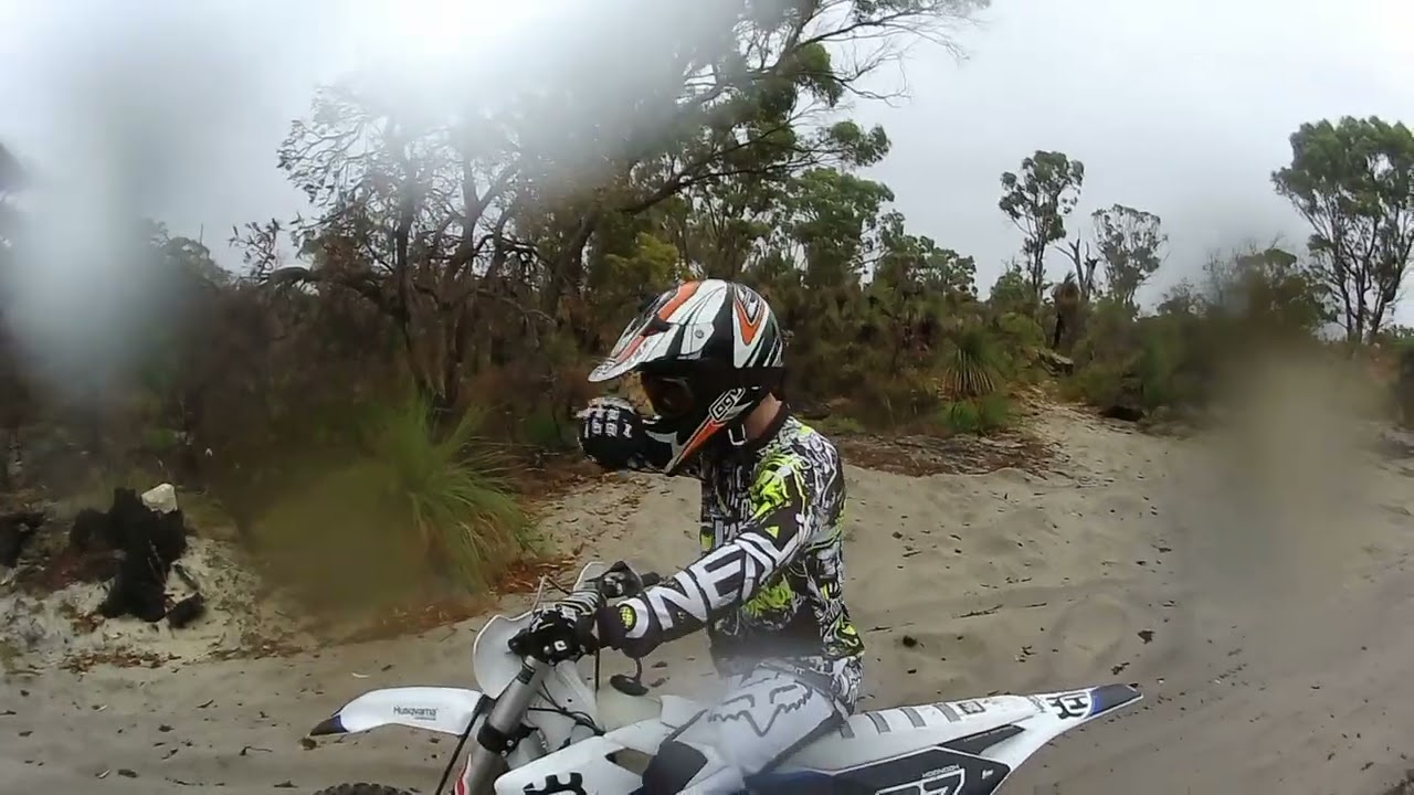 loving wet weather riding son and I rockstar TE an TX 300s