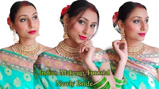 Easy Newly Bride look || Without using leashes] affordablefestival makeupbrideindia