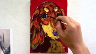 愛犬似顔絵の描き方「ダックスフンド」アクリル画 no.1 長友心平 - YouTube