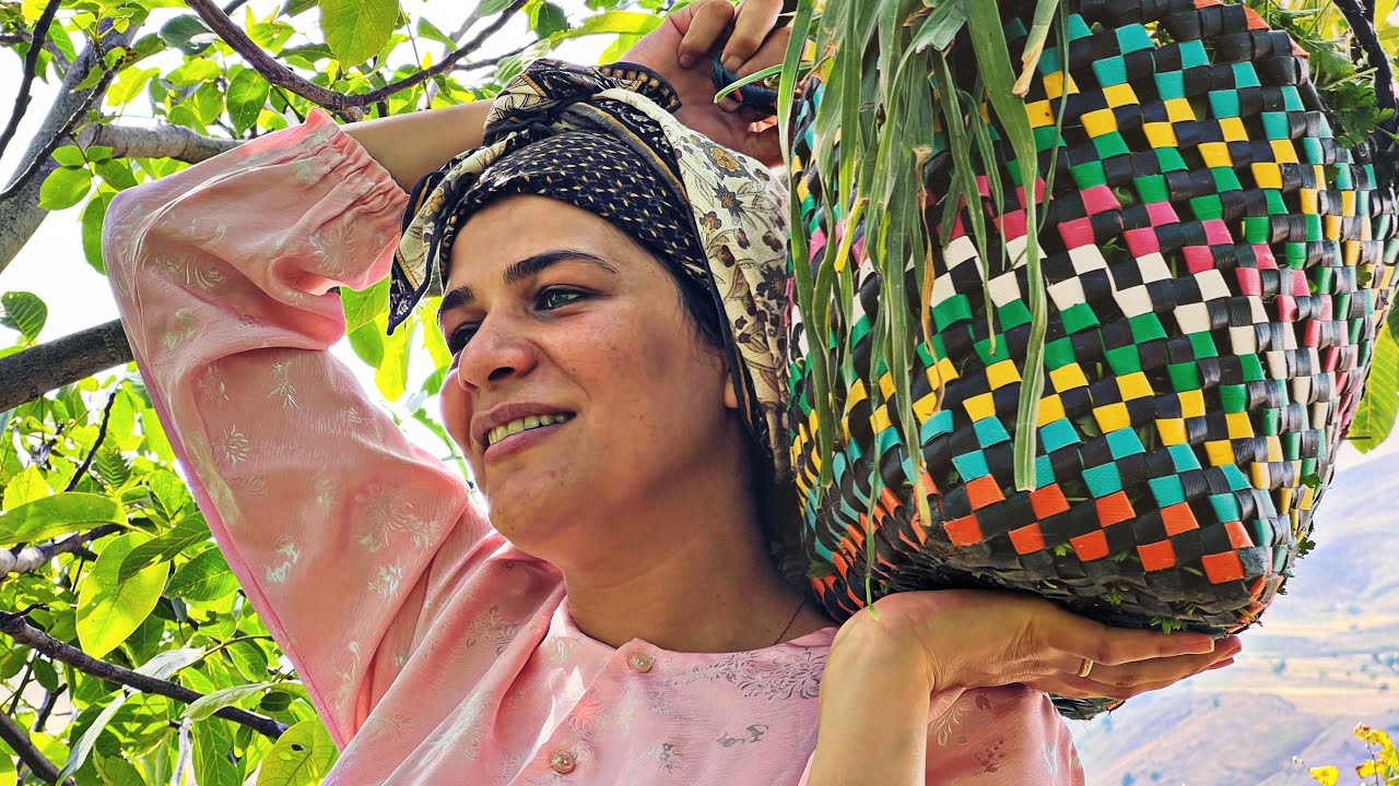 Traditional Herb Preparation for Iranian Stews by a Village Woman 