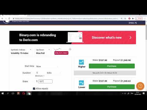 binary.com best rise fall 5 tick strategy Algorithm 100% win 2021