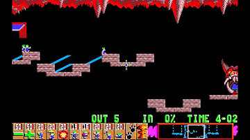 Lemmings - Tricky Level 6: "Lemmingology" (1991) [MS-DOS]