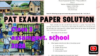 CLASS 3 #PAT exam paper solution Assam government school 2026