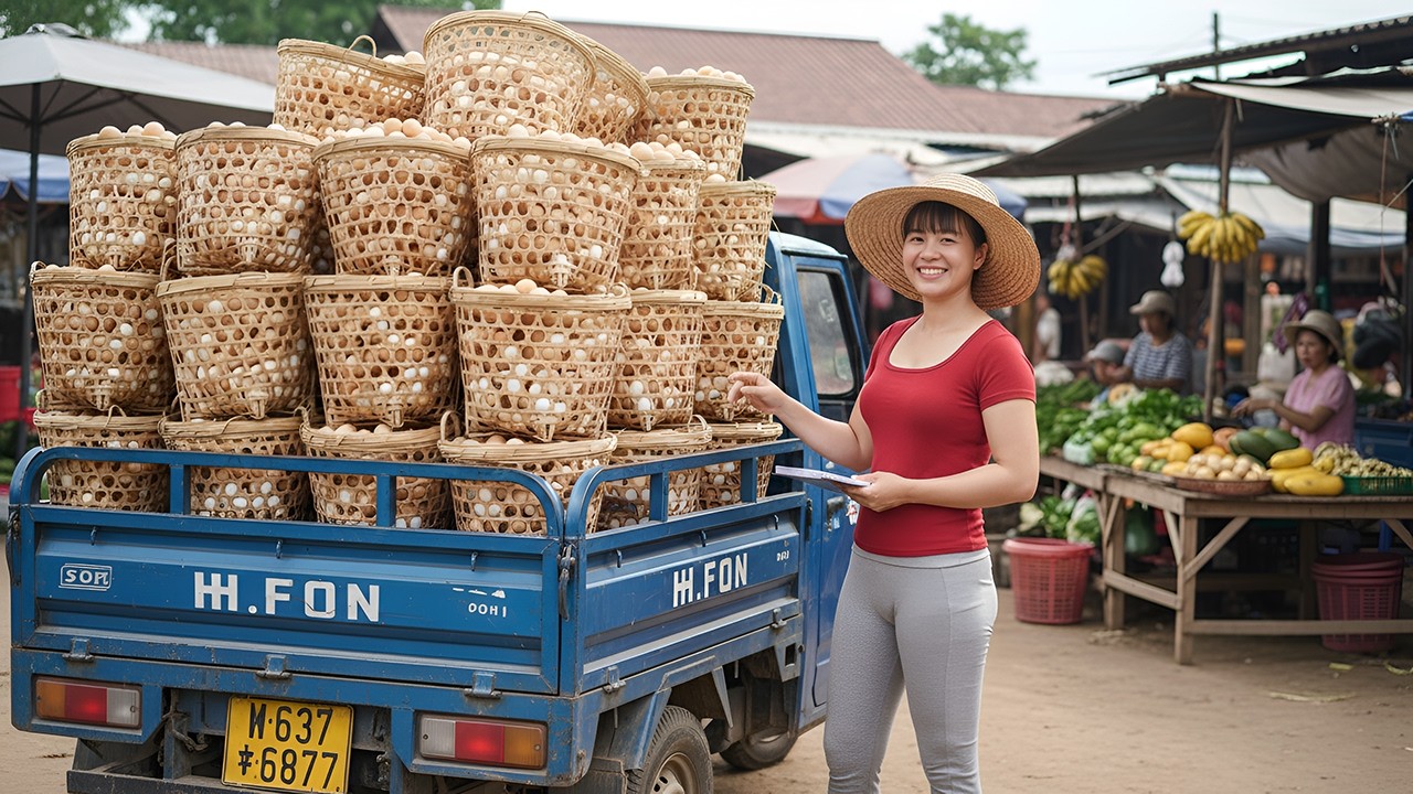 REWIND TIMELAPSE — Harvesting Tons of Chicken Eggs 🚚 3-Wheeled Truck to Countryside Market