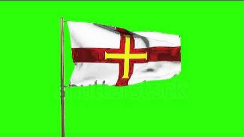 Guernsey flag waving in the wind. Green screen, alpha matte. Loopable animation Stock video by