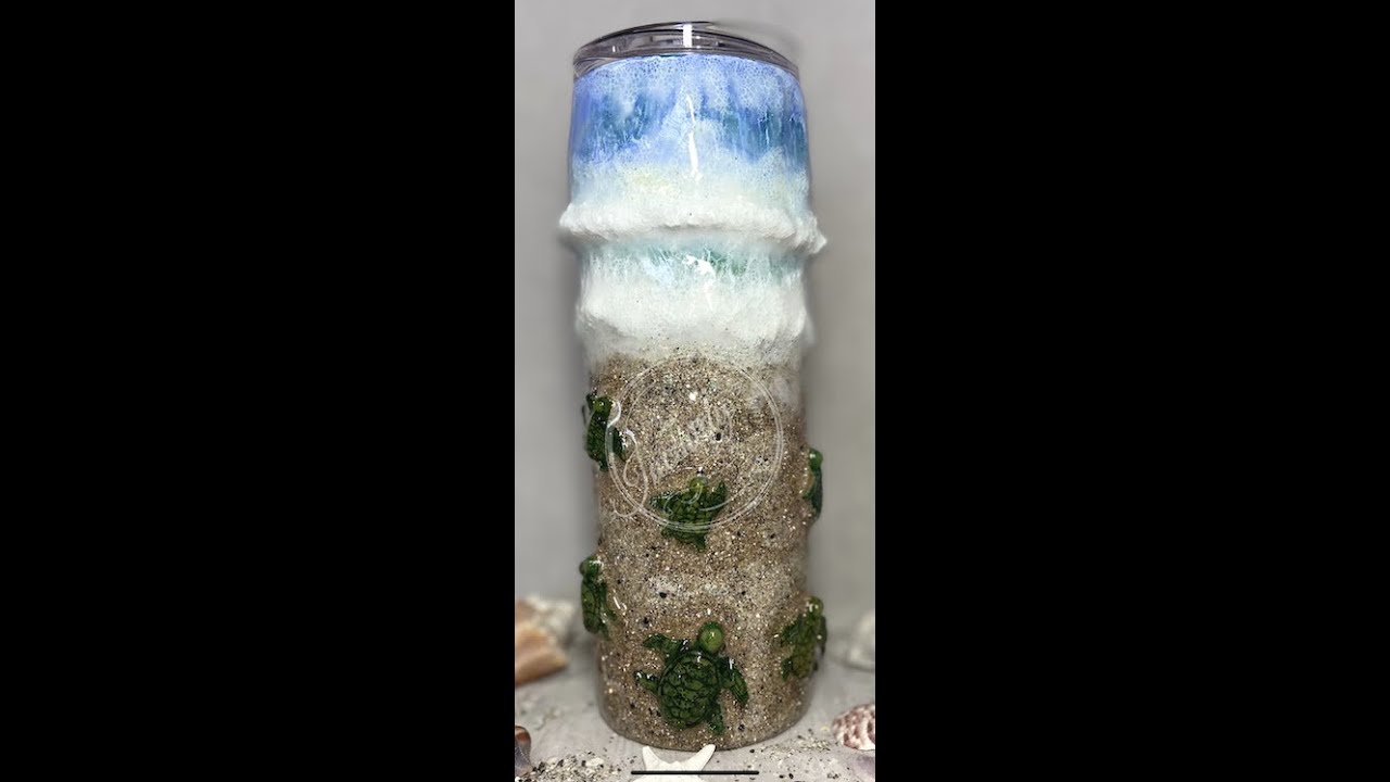 3D Sea Turtle and waves tumbler