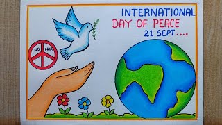 International Day Of Peace Poster drawing| World Peace Day drawing| Peace Day Poster drawing easy