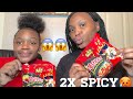 2x spicy noodle challenge with my little sisters ❤️🤟🏽🤒