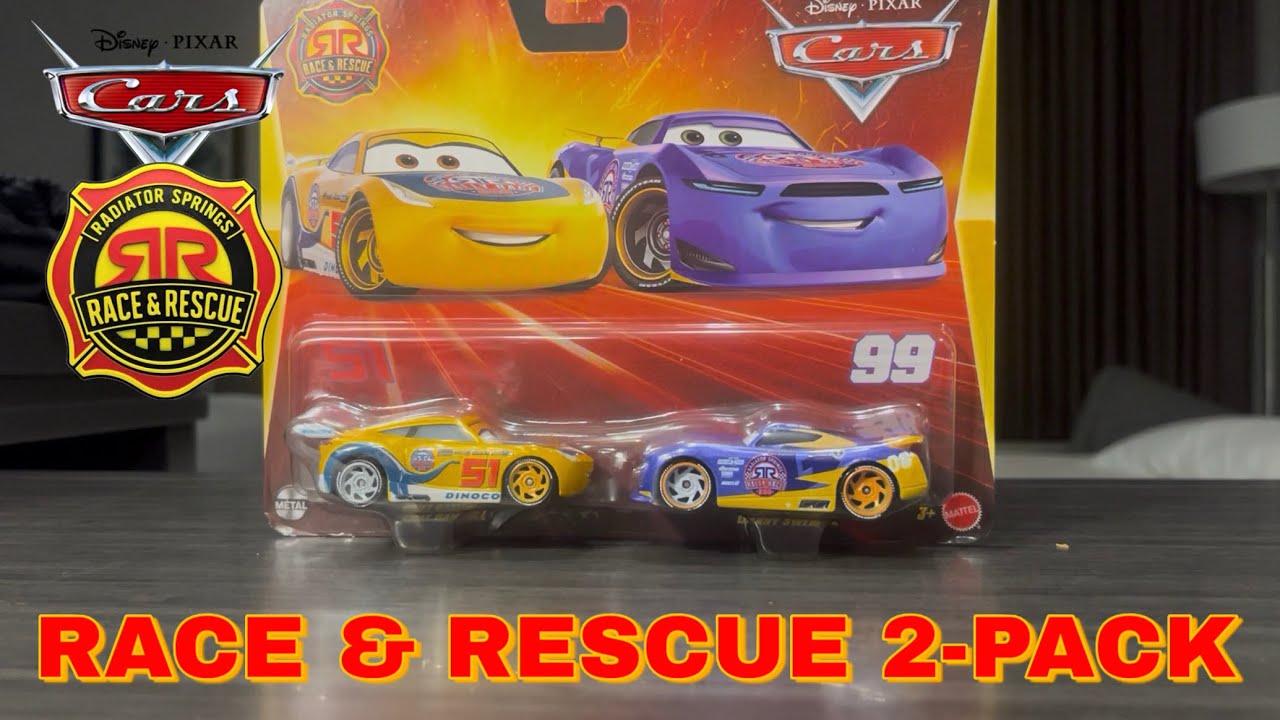 Распаковка набора Disney Pixar Cars Race & Rescue Dinoco #51 и #99 (2 шт.)