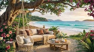 Cozy Beachside Garden 🍃 Peaceful Wave Sounds and Birdsong for Calm and Focus