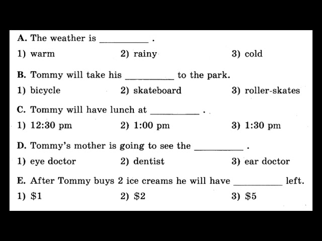 английский язык тест 4 класс аудирование