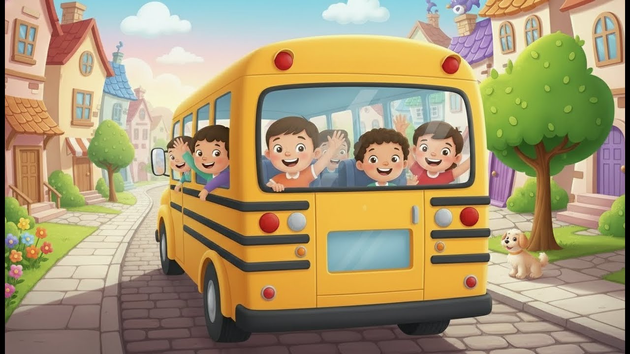 Bus Song for Kids 🚌 | Round and Round Bus Rhyme | Smart Kids Rhymes