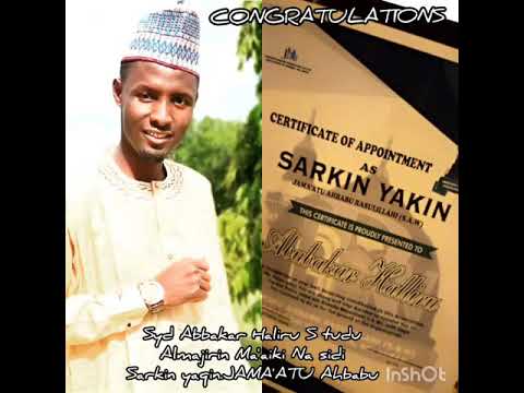 Certificate Din Girmamawa Da Sheikh Sharif Sani Ya Bawa Almajirin Ma Aiki Sarkin Yakin AHBABU Rslh