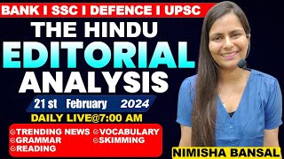 The Hindu Editorial Analysis |21st February, 2024| Vocab, Grammar, Reading, Skimming| Nimisha Bansal