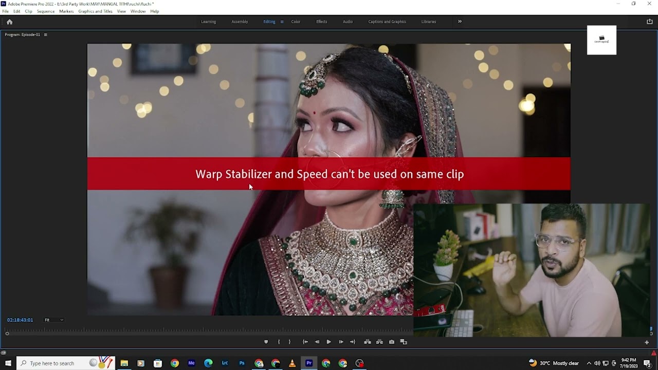Warp Stabilizer in  Premiere pro | HINDI | warp stabilizer and speed can't be used on same clip