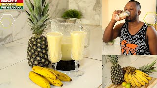 A gorgeous indulgent pineapple smoothie with banana - simple, easy, and delicious!