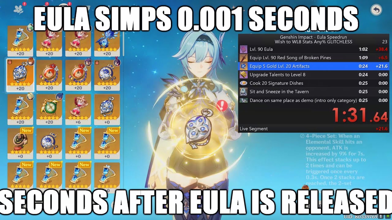 🕒🏆 [WORLD RECORD] Eula Any% Speedrun 1.5 ver