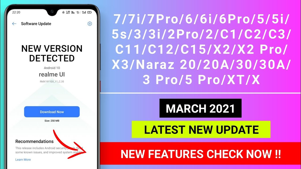 Realme March 2021 New Update ||Realme X / XT / 3Pro / 5Pro || Officially Released || 5 / 5i /5s & ..