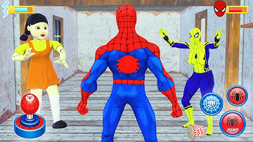 Playing as Spiderman in Granny House vs squid game - funny animation