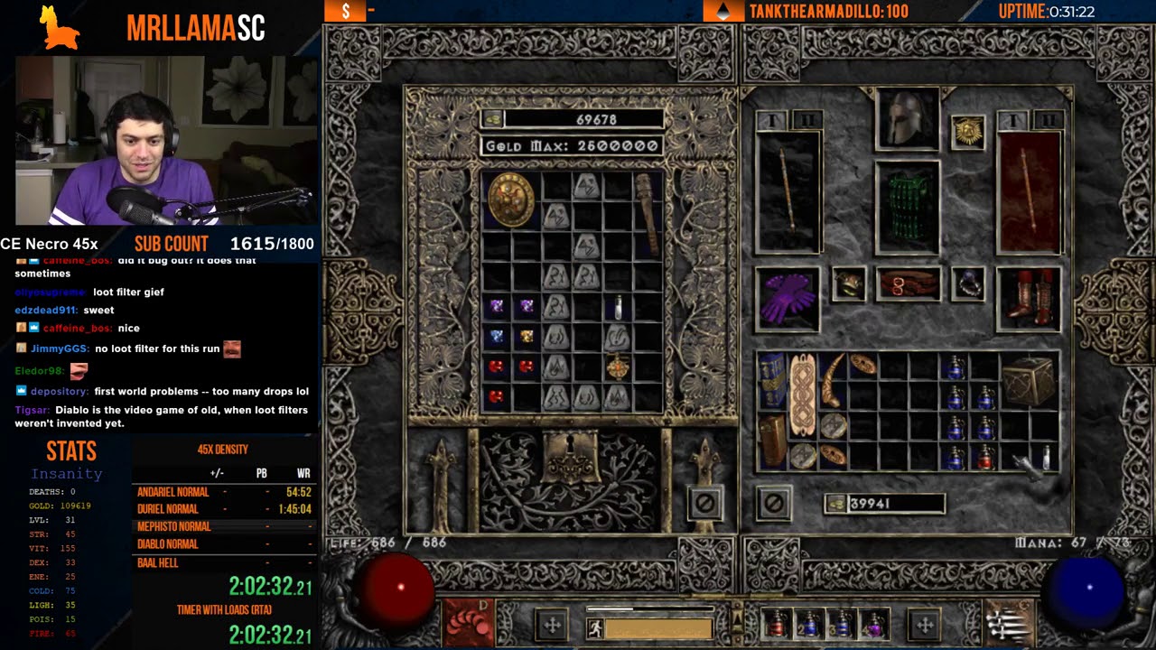 DIABLO 2 - 45X MONSTER DENSITY - HARDCORE ASSASSIN SPEEDRUN