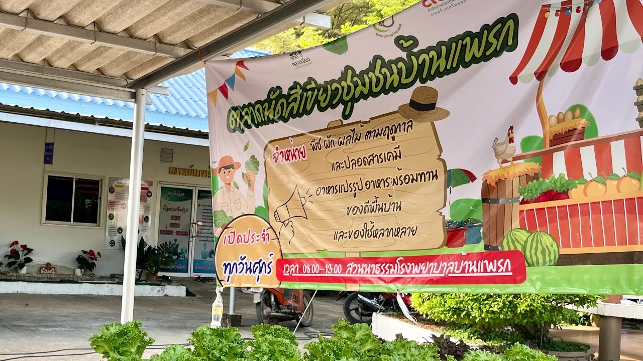 ตลาดนัดสีเขียว จุดเริ่มเล็กๆ ของชุมชน หน้า รพ. บ้านแพรก  6 มีนาคม 2569 