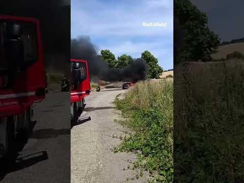 Video Auto prende fuoco lungo la Colla. Vigili del Fuoco spengono le fiamme